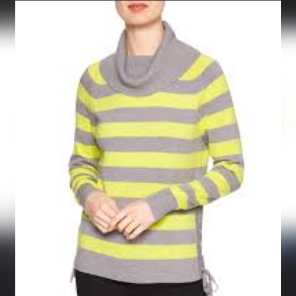 Bananna Republic Outlet Striped Yellow and Gray Turtleneck Sweater,NWT